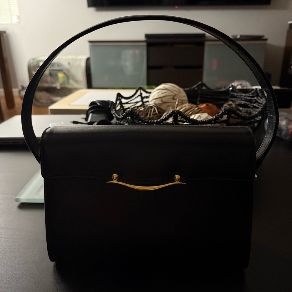 Pierre Balmain Black Shoulder Bag with Gold Detail